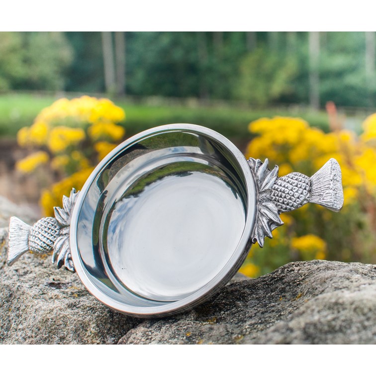 Large Thistle Handle Pewter Quaich