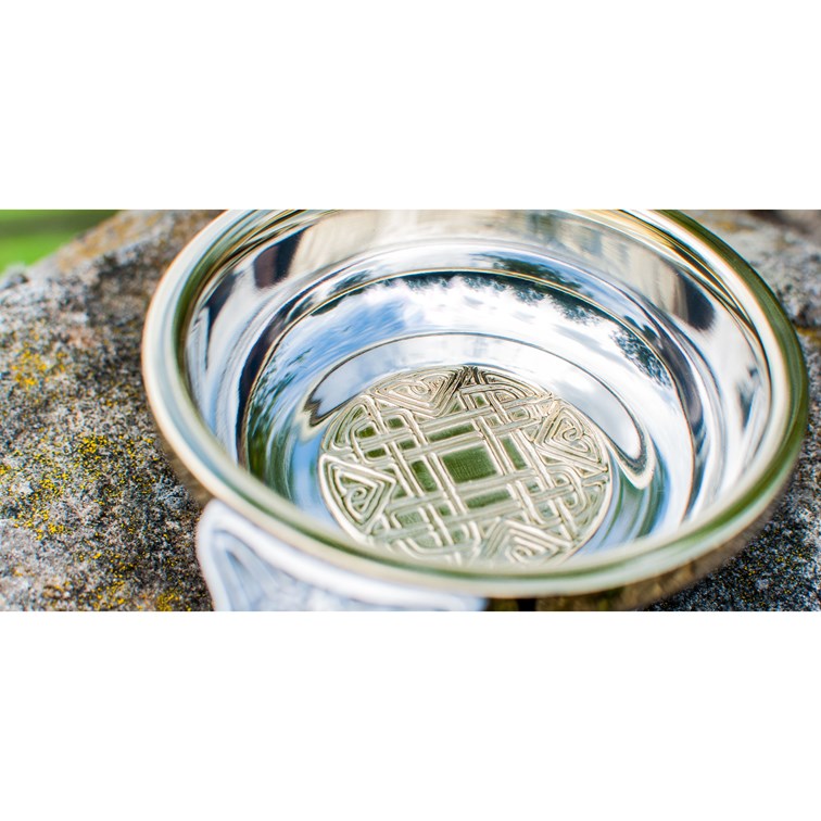 Large Celtic Gold Pewter And Brass Quaich Large Celtic Gold Pewter And Brass Quaich