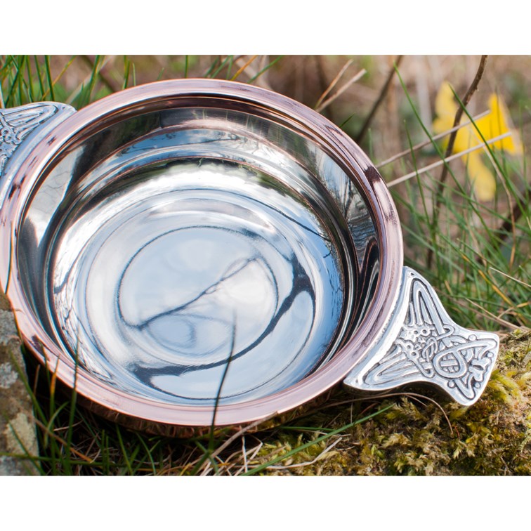 Large Copper Rim Pewter Quaich Large Copper Rim Pewter Quaich
