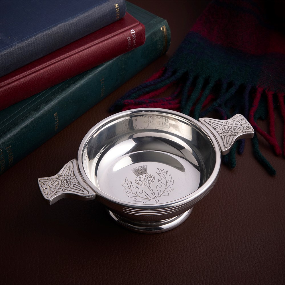 Thistle Stamp Medium Pewter Quaich