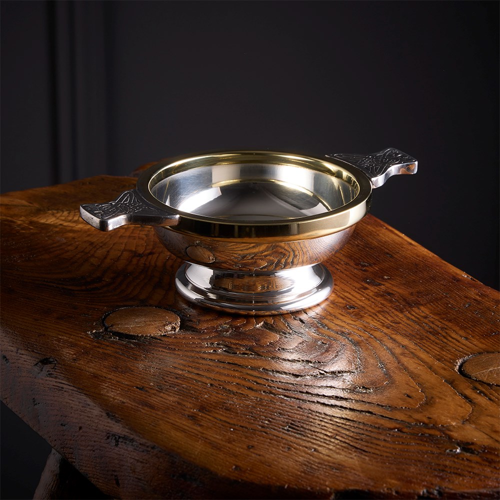 Brass Rim Medium Pewter Quaich