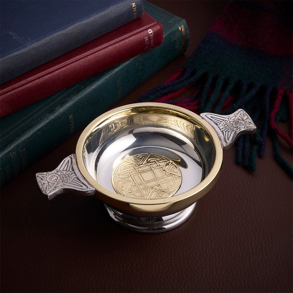 Celtic Gold Brass And Pewter Medium Quaich