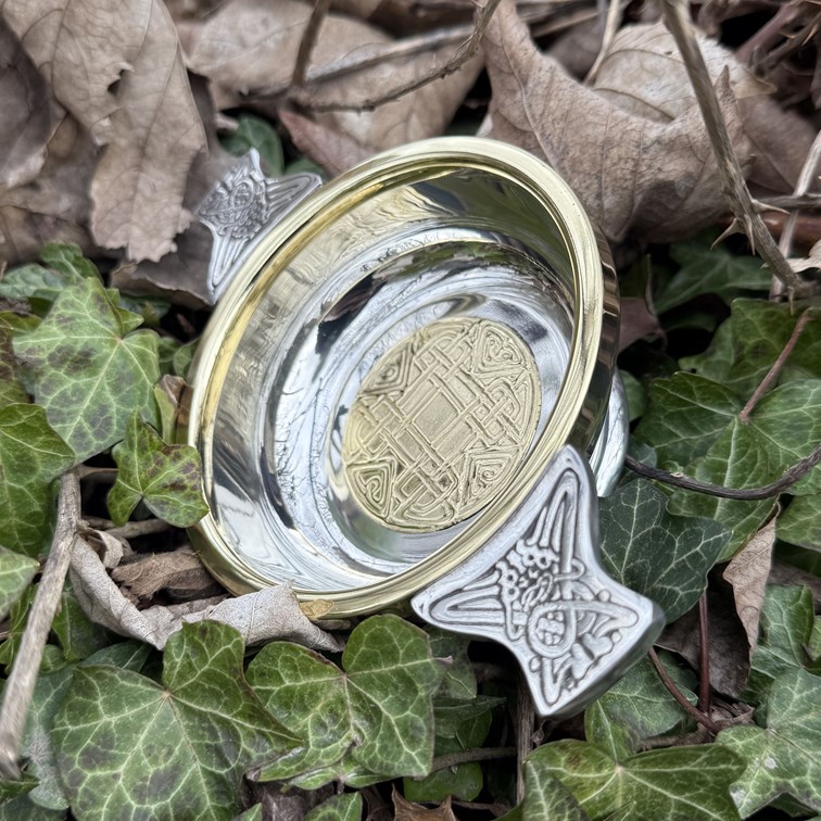 Medium Celtic Gold Brass And Pewter Quaich Medium Celtic Gold Brass And Pewter Quaich