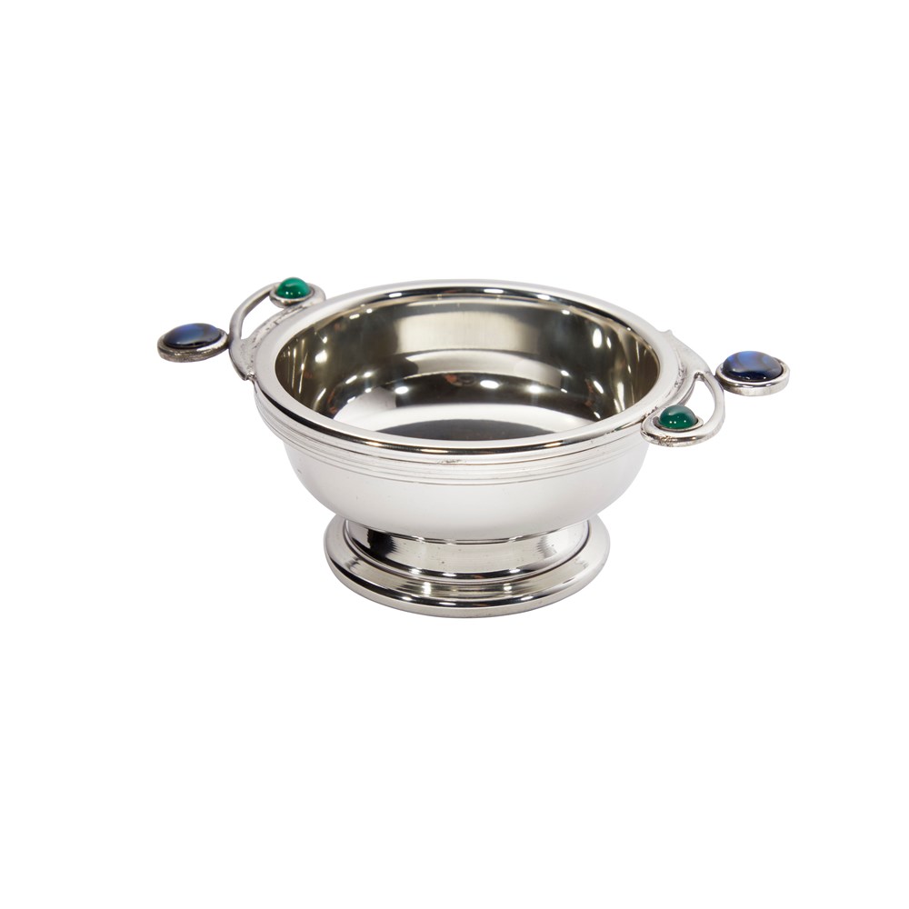 Lomond Quaich, blue and green gemstone handles