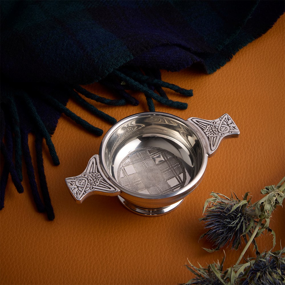 Tartan Small Pewter Quaich Tartan Small Pewter Quaich