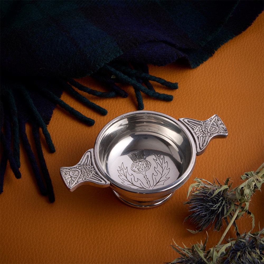 Thistle Stamp Small Pewter Quaich