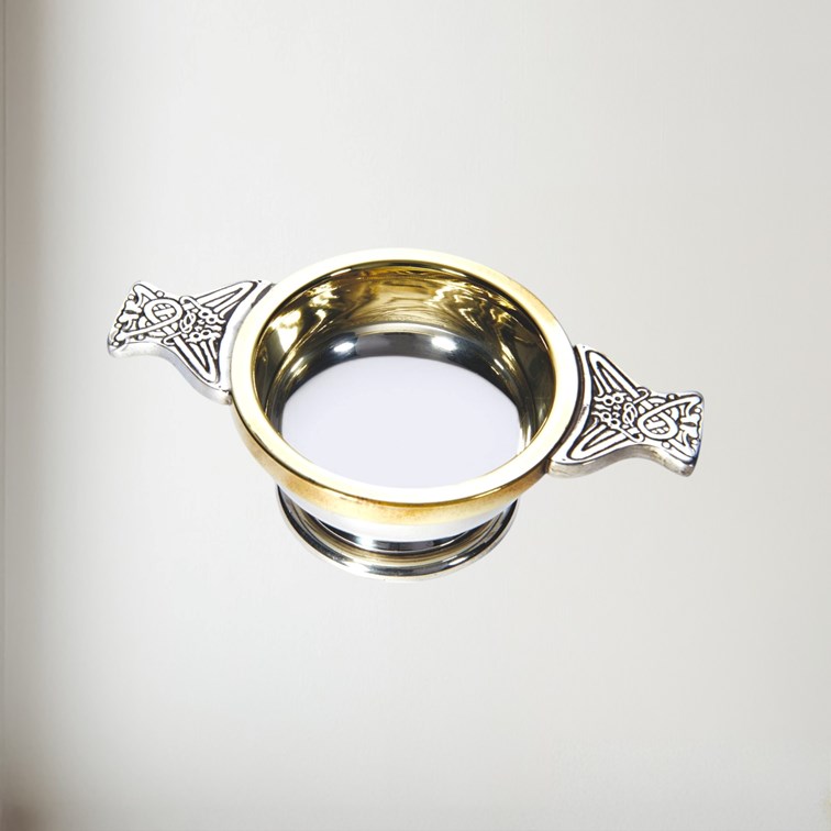 Small Brass Rim Pewter Quaich Small Brass Rim Pewter Quaich