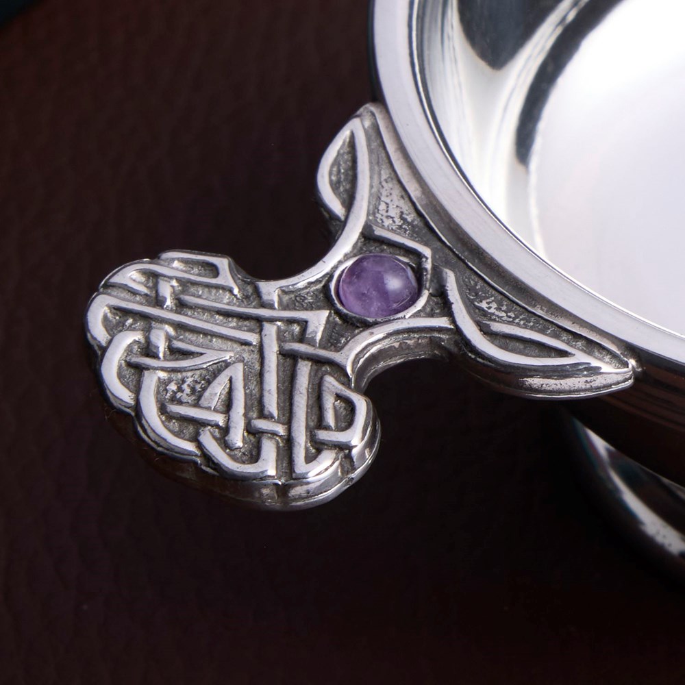 February Birthstone Pewter Quaich With Amethyst Stones