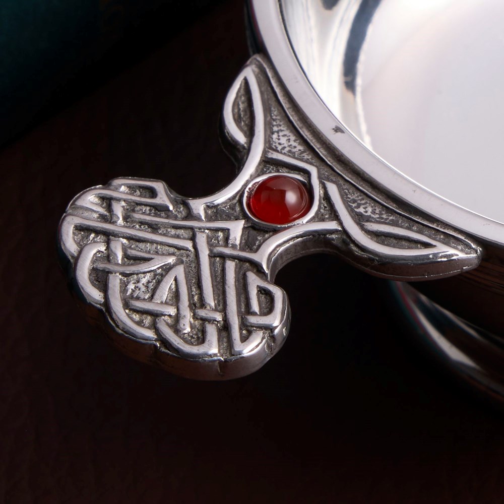January Birthstone Pewter Quaich With Garnet Stones