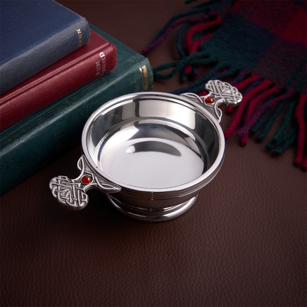January Birthstone Pewter Quaich With Garnet Stones