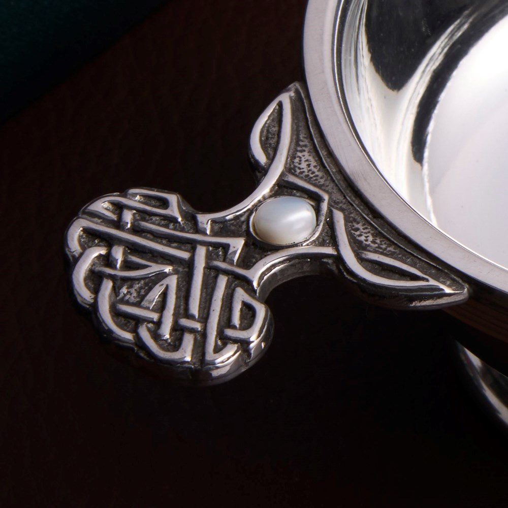 June Birthstone Pewter Quaich With Pearl Stones