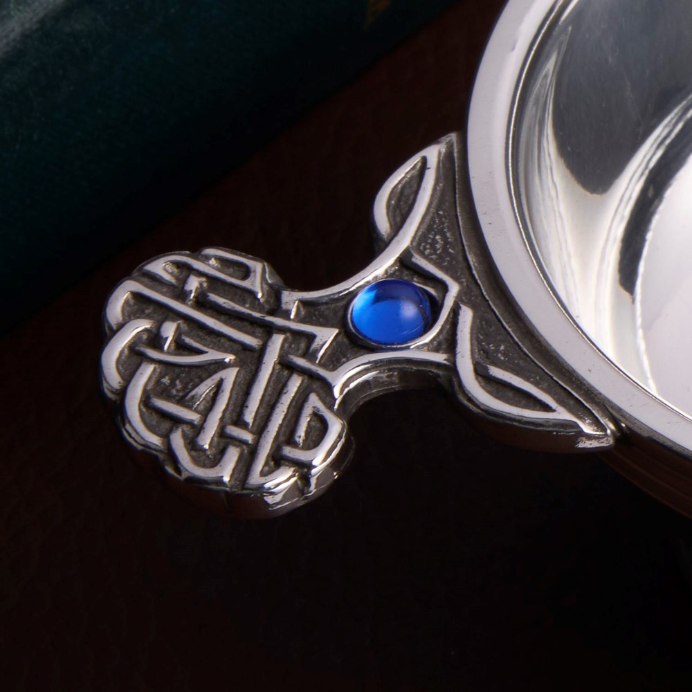 September Birthstone Pewter Quaich With Saphire Stones