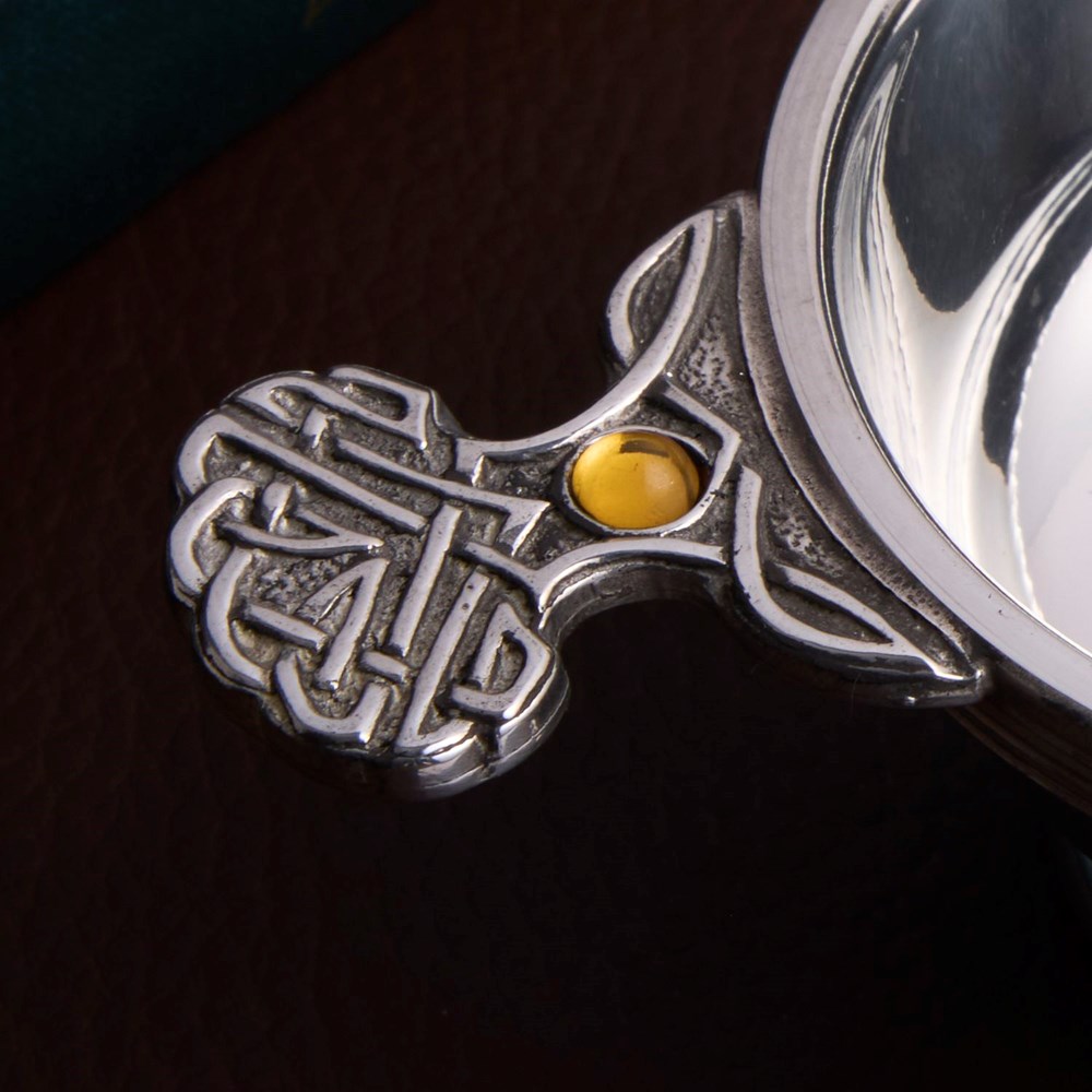 November Birthstone Pewter Quaich With Topaz Stones