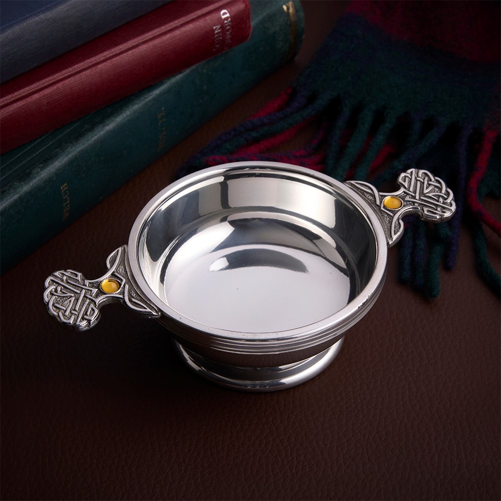 November Birthstone Pewter Quaich With Topaz Stones