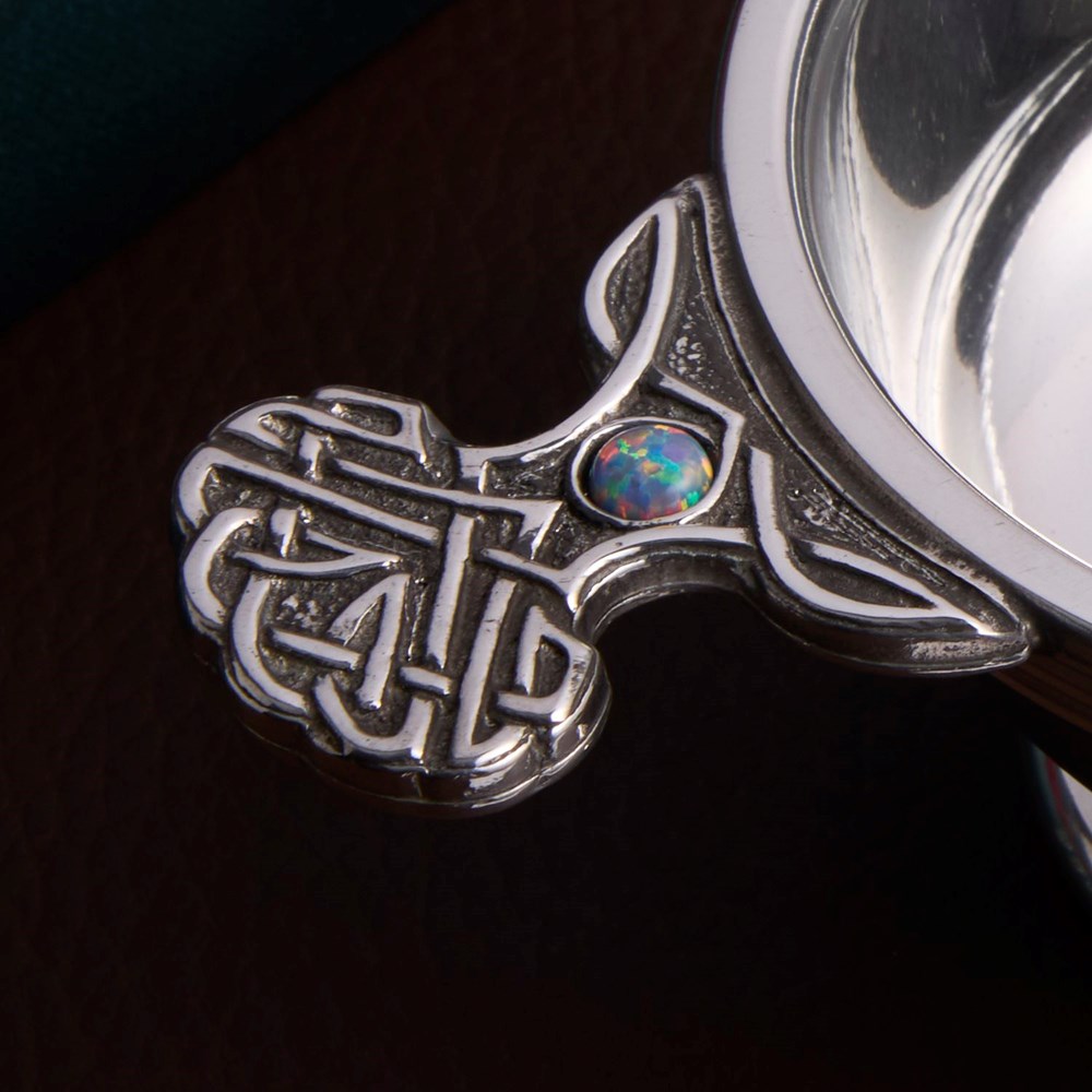 October Birthstone Pewter Quaich With Opal Stones
