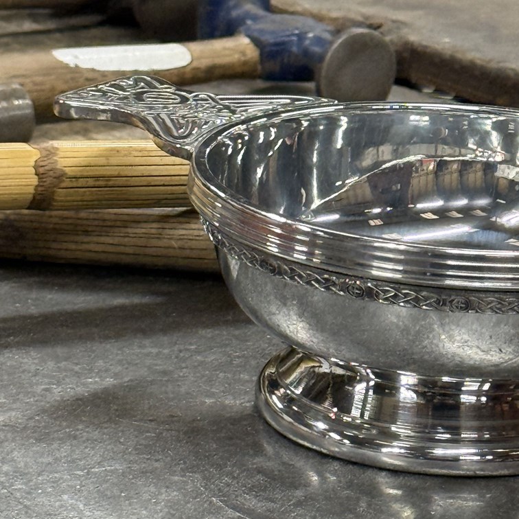 Large Plus Celtic Band Pewter Quaich Large Plus Celtic Band Pewter Quaich