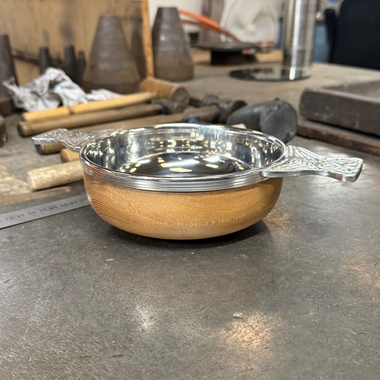 Extra Large Wood and pewter Quaich