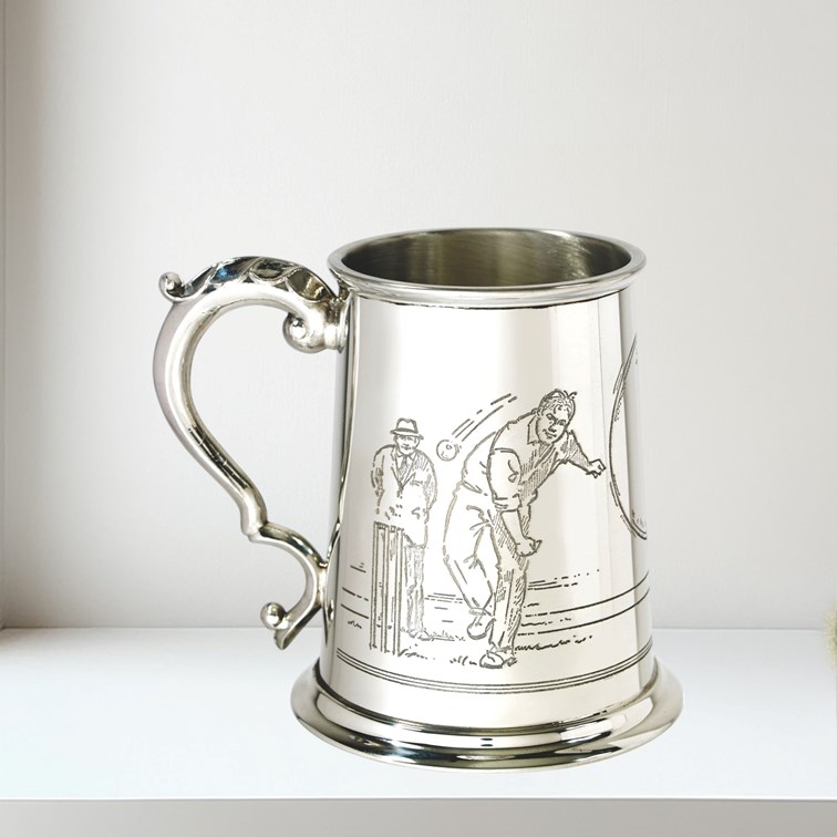 Cricket Scene One Pint Pewter Tankard Cricket Scene One Pint Pewter Tankard