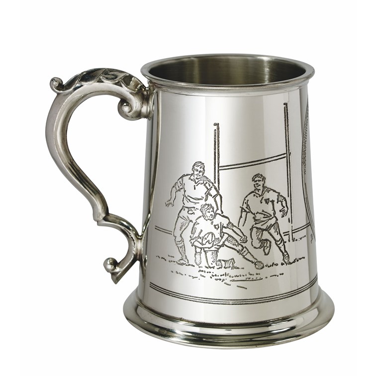 Rugby Scene One Pint Pewter Tankard Rugby Scene One Pint Pewter Tankard