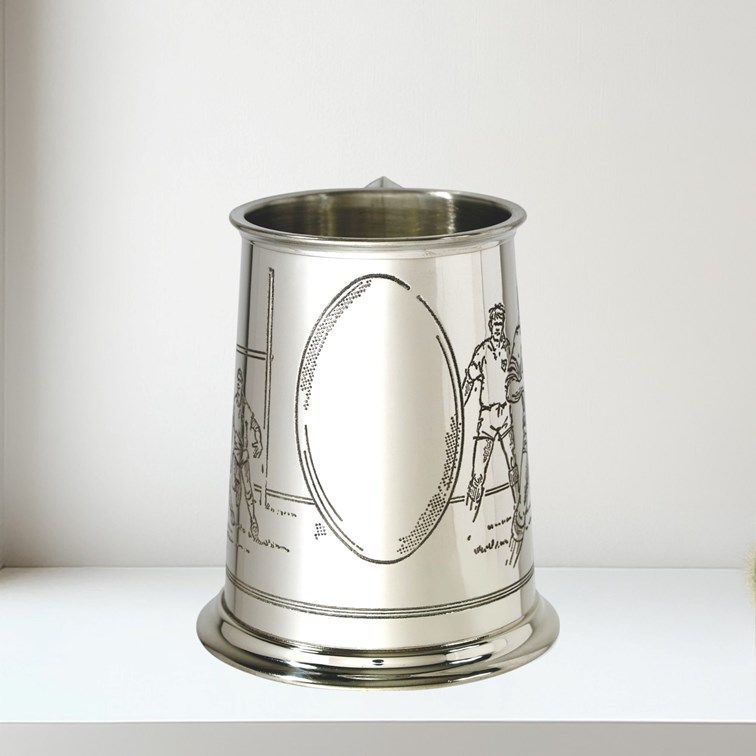 Rugby Scene One Pint Pewter Tankard Rugby Scene One Pint Pewter Tankard