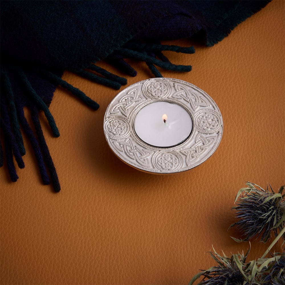 Round Celtic Cast Pewter T-Lite Candle Holder