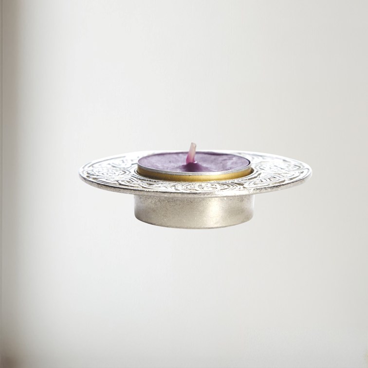 Round Celtic Cast Pewter T-Lite Candle Holder Round Celtic Cast Pewter T-Lite Candle Holder