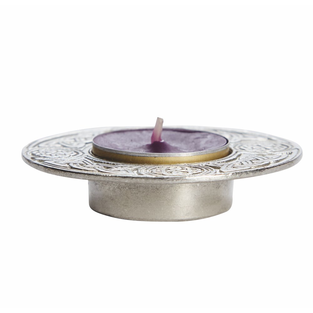 Round Celtic Cast Pewter T-Lite Candle Holder Round Celtic Cast Pewter T-Lite Candle Holder