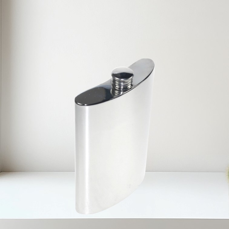 10oz Plain Pewter Kidney Hip Flask 10oz capacity pewter kidney flask top view