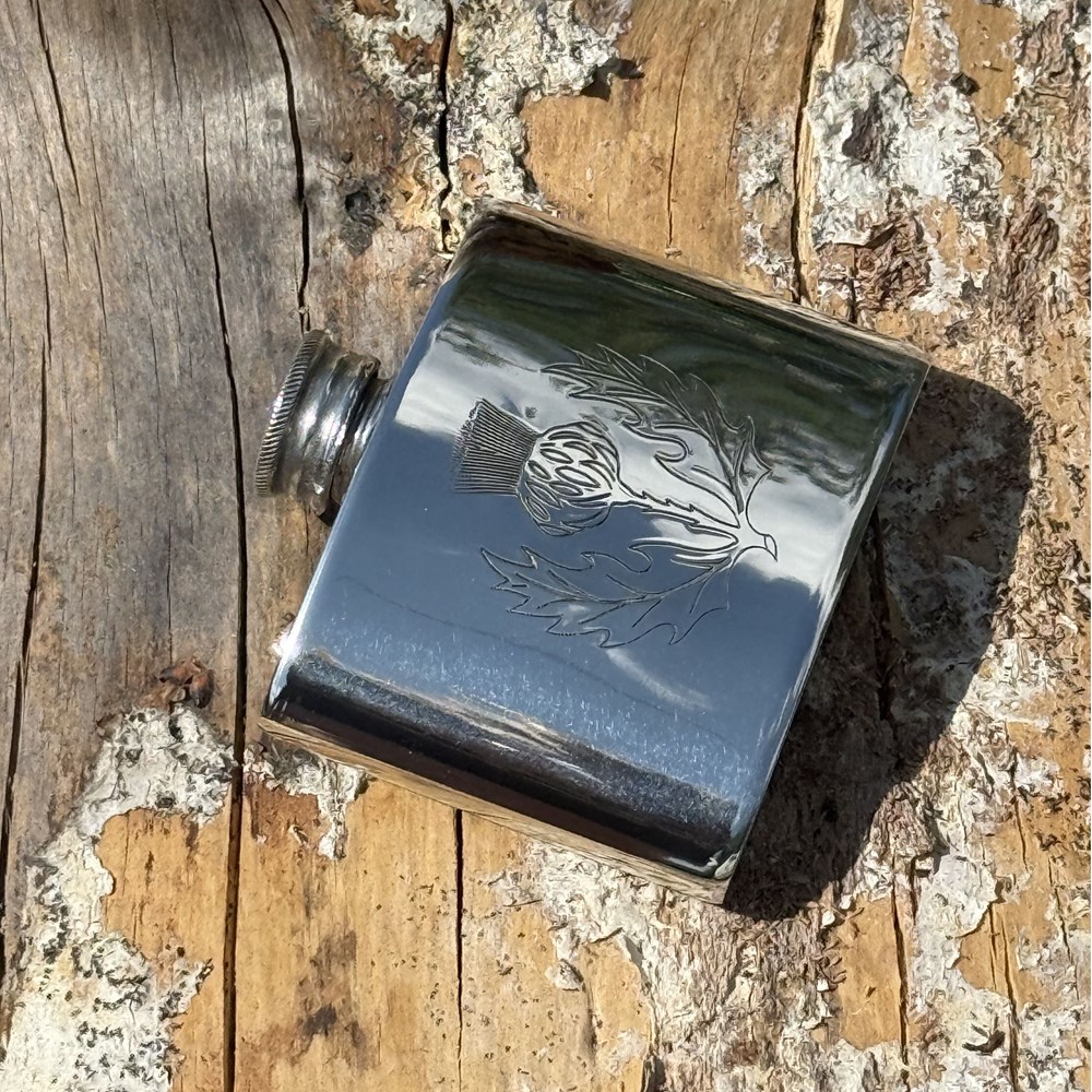 2oz Thistle Pewter Kidney Flask 2oz Thistle Pewter Kidney Flask