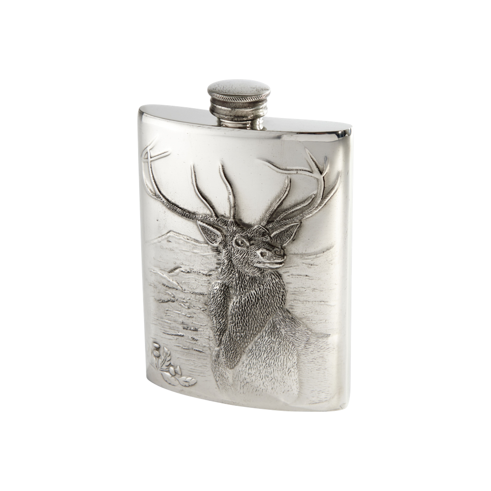 Embossed Monarch of the Glen 3oz Top Pocket Flask