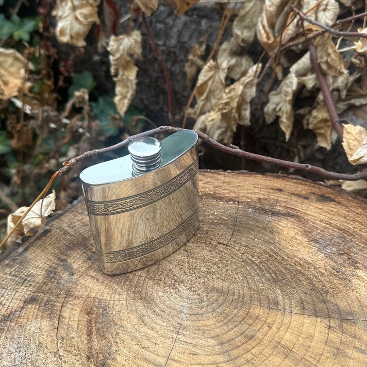 4oz Horizontal Celtic Bands Pewter Kidney Hip Flask