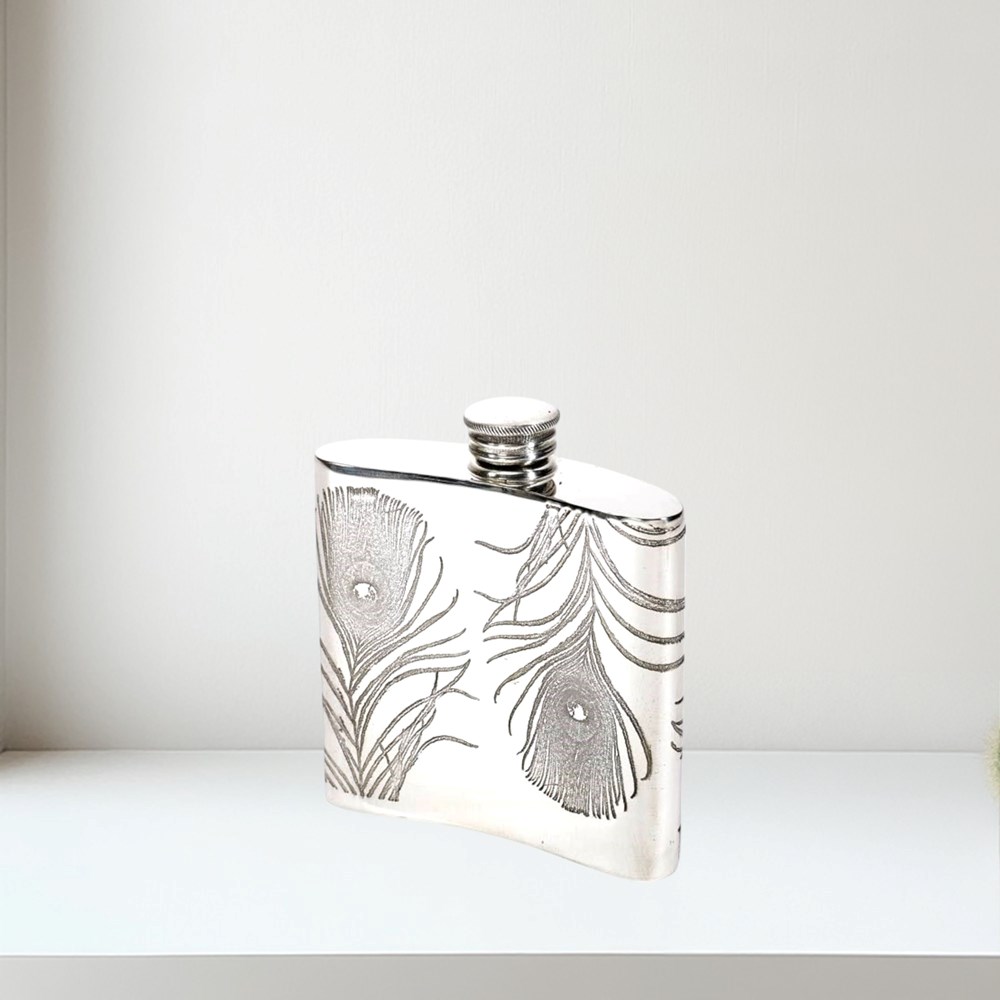 4oz Peacock Pewter Kidney Hipflask