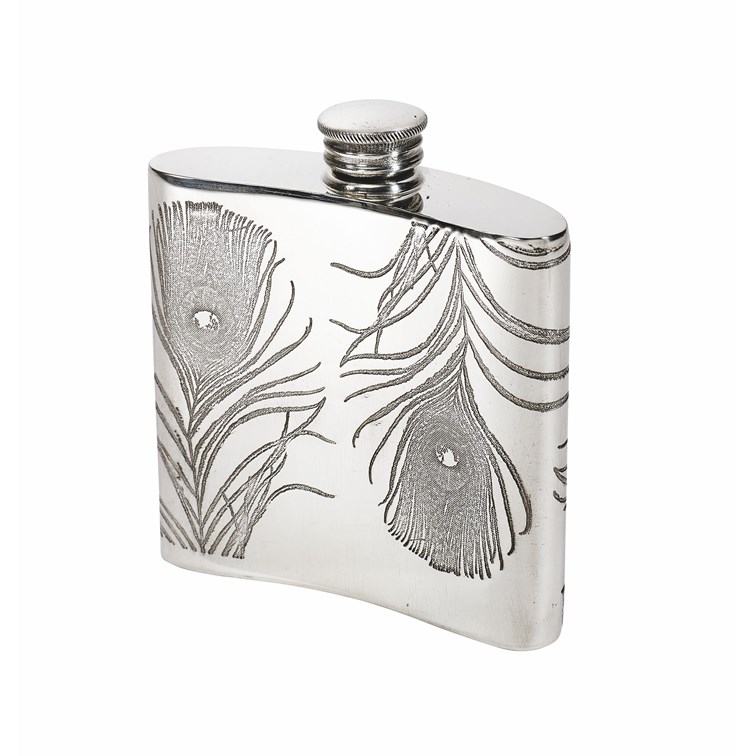 4oz Peacock Pewter Kidney Hipflask 4oz Peacock Pewter Kidney Hipflask