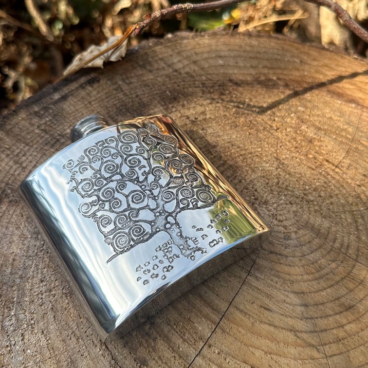 4oz Tree Of Life Tree Pewter Kidney Flask 4oz Tree Of Life Tree Pewter Kidney Flask