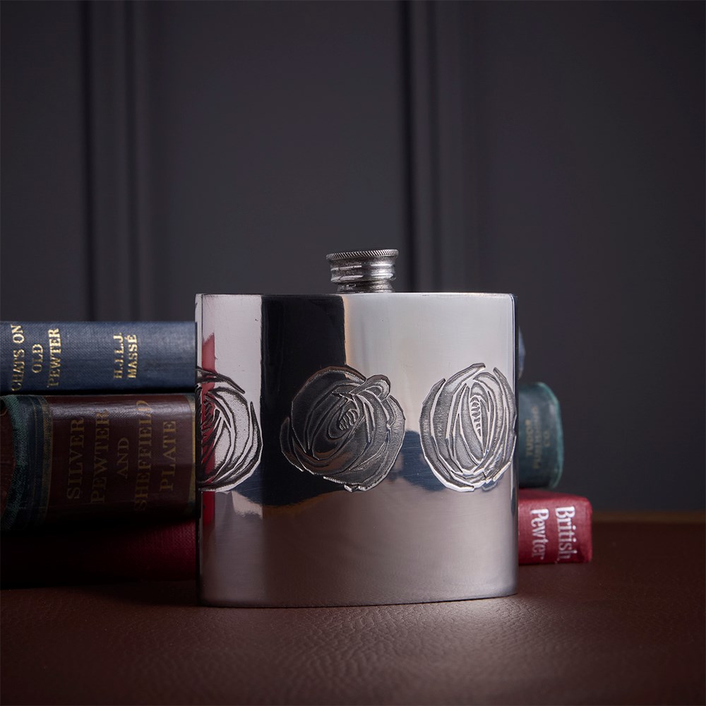Charles Rennie Mackintosh Rose 6oz Pewter Kidney Hip Flask