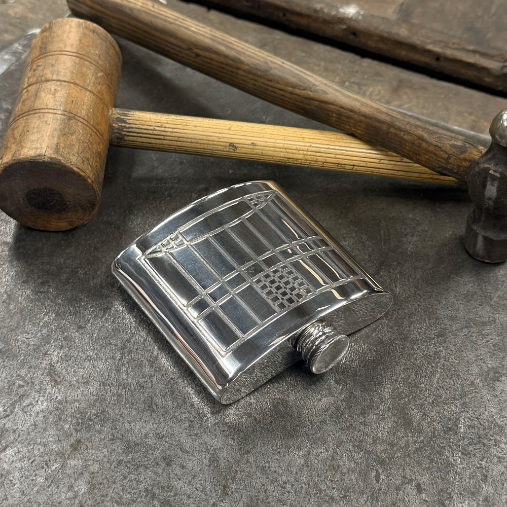 6oz Charles Rennie Mackintosh Pewter Kidney Hip Flask 6oz Charles Rennie Mackintosh Pewter Kidney Hip Flask