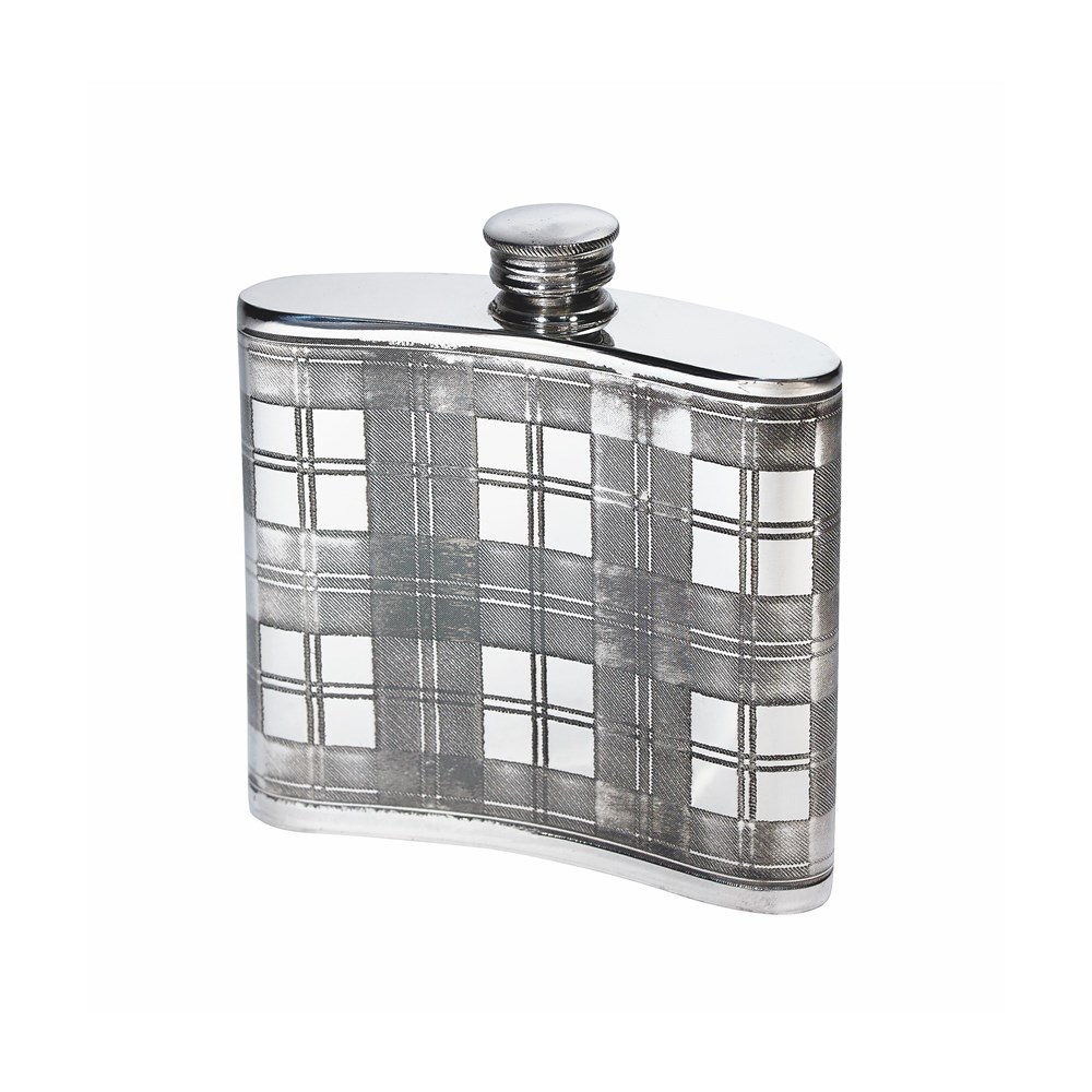 Tartan 6oz Pewter Kidney Hip Flask Tartan 6oz Pewter Kidney Hip Flask