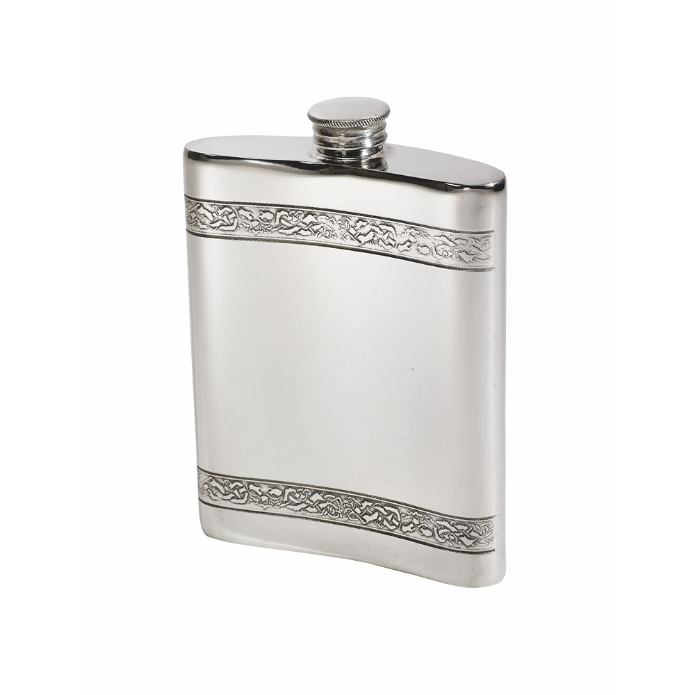 Celtic Bands 6oz Pewter Kidney Hip Flask Celtic Bands 6oz Pewter Kidney Hip Flask