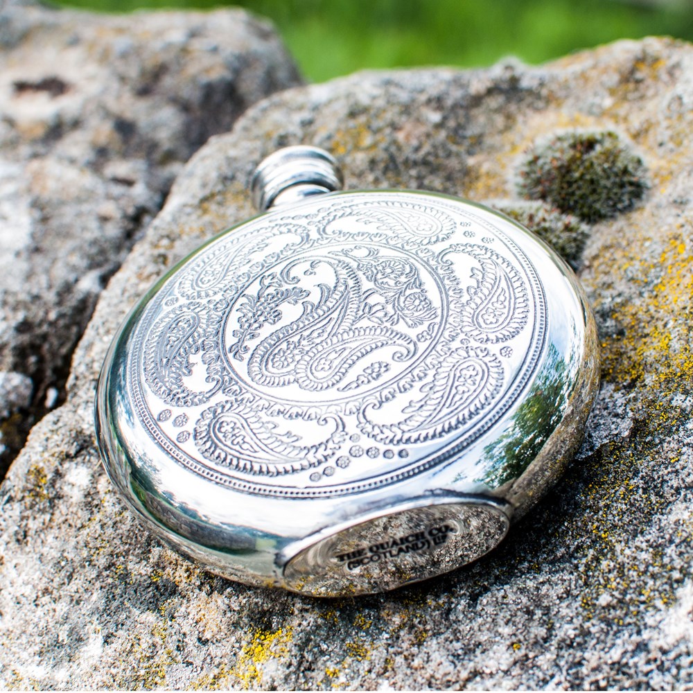 6oz Round Pewter Paisley Flask 6oz Round Pewter Paisley Flask