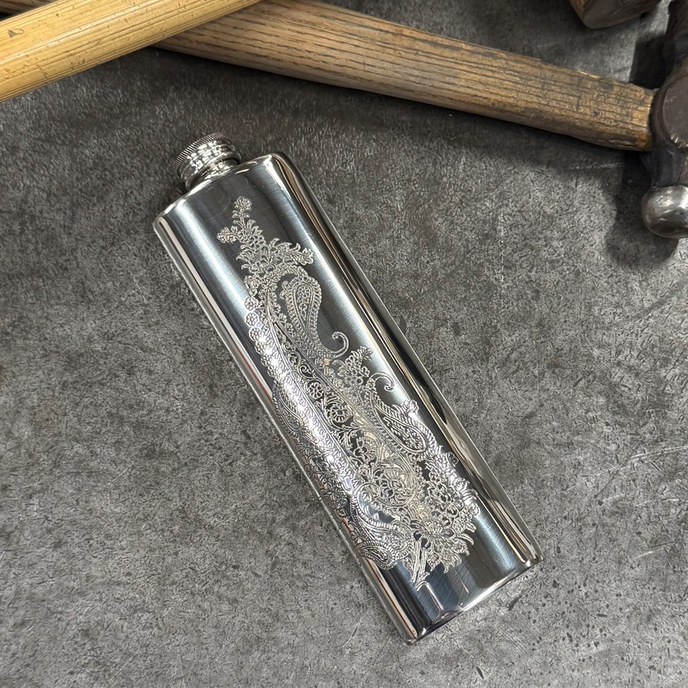 3oz Single Paisley Pewter Purse Flask 3oz Single Paisley Pewter Purse Flask