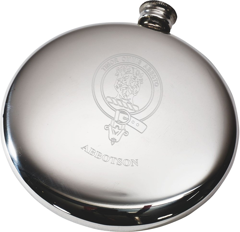 Sporran Flask Clan crest engraved Abbotson
