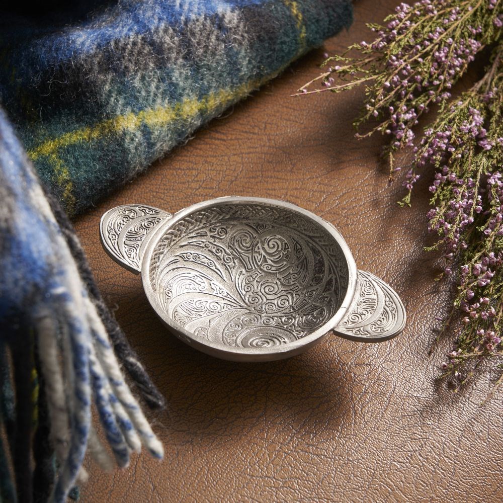 Celtic Spirals Cast 3" Pewter Quaich