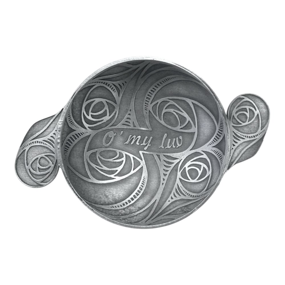 "O my Luv" Cast 3" Pewter Quaich "O my Luv" Cast 3" Pewter Quaich
