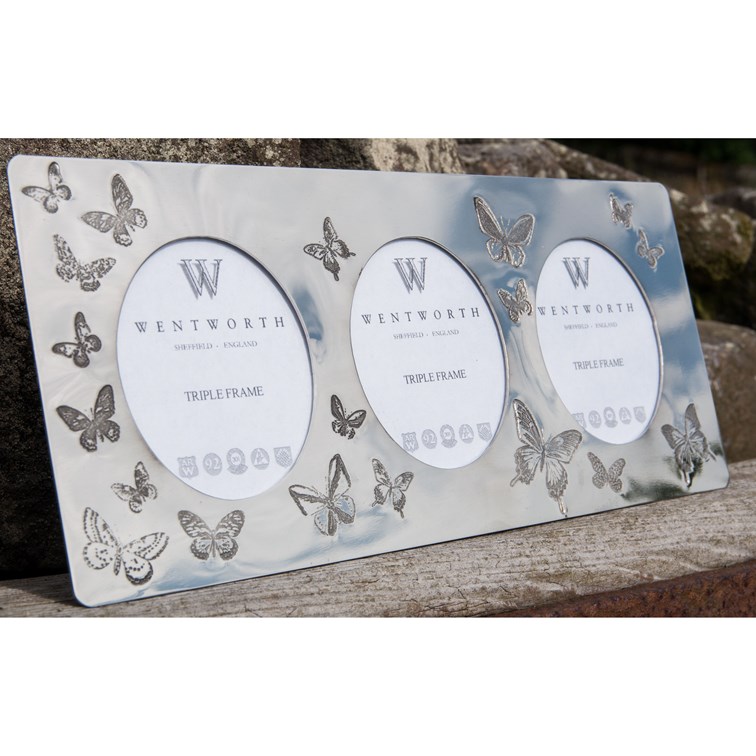 Butterfly Pewter Triple Picture Frame Butterfly Pewter Triple Picture Frame