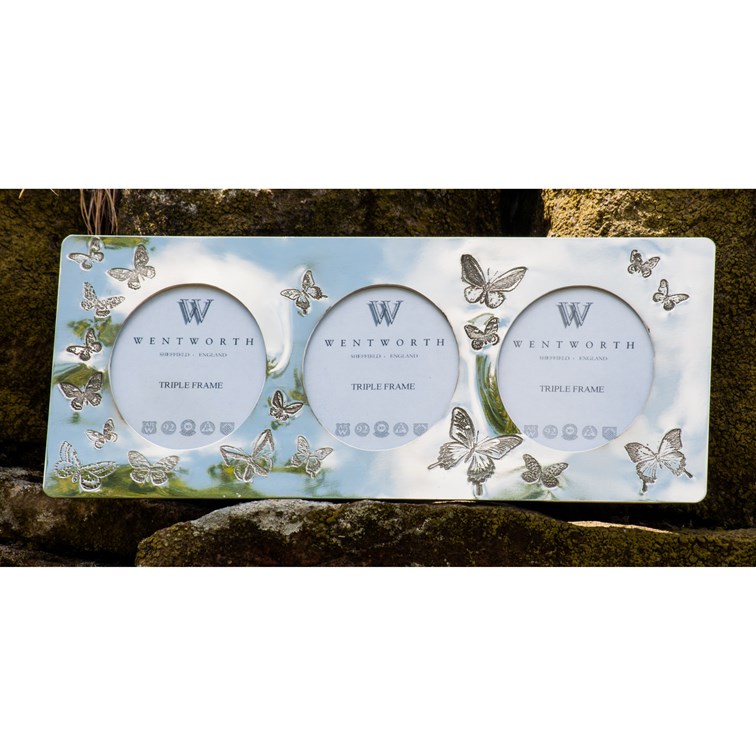 Butterfly Pewter Triple Picture Frame Butterfly Pewter Triple Picture Frame