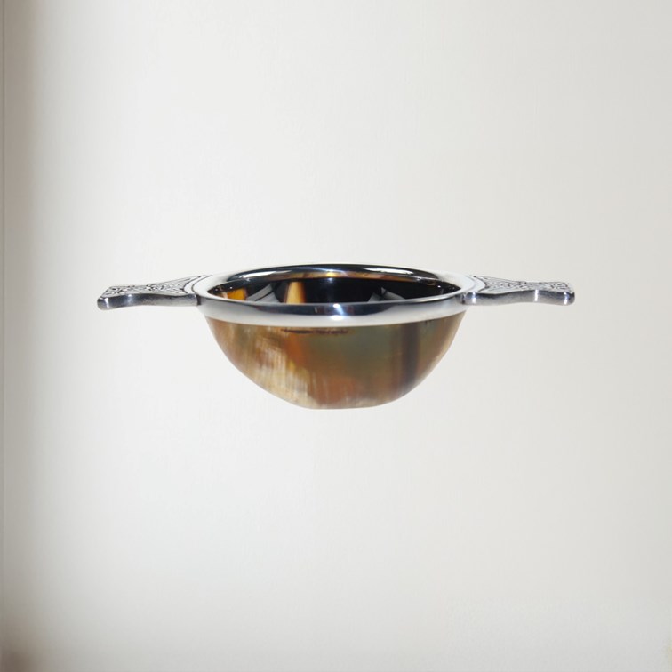 100mm Horn And Pewter Quaich 70104 4" horn and pewter quaich