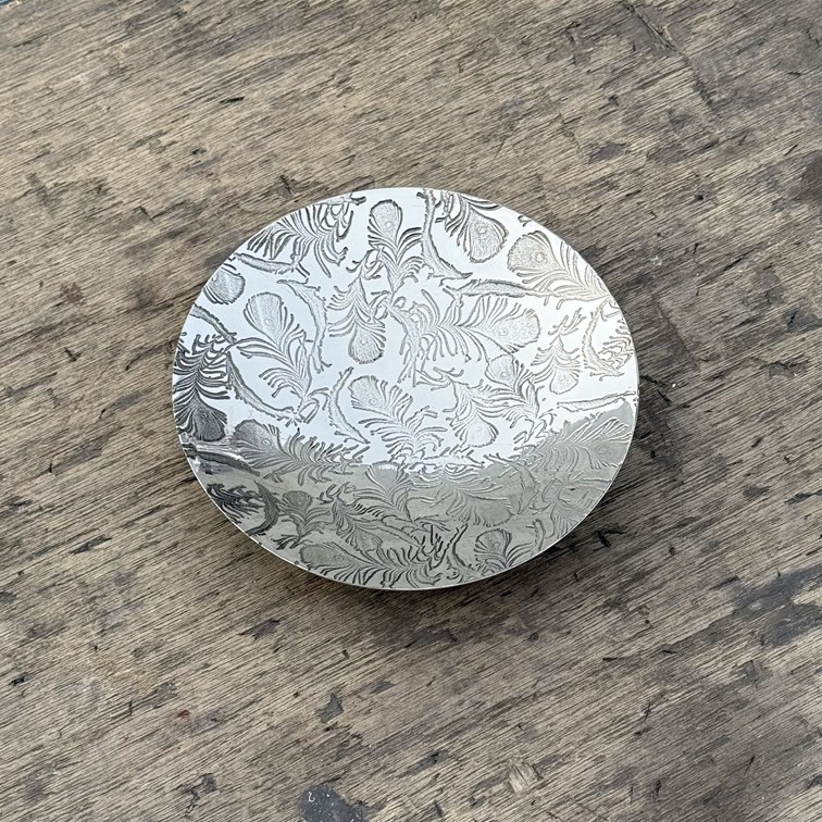 Peacock Feathers Pewter  Bowl Peacock Feathers Pewter  Bowl