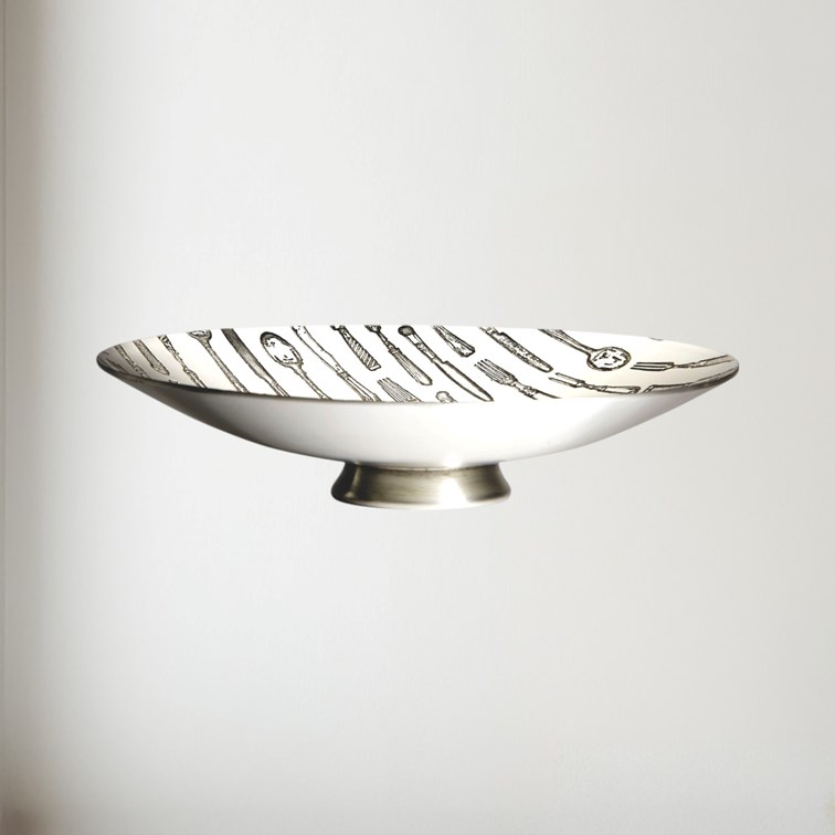 Knife, Fork, Spoon Pewter Bowl Knife, Fork, Spoon Pewter Bowl