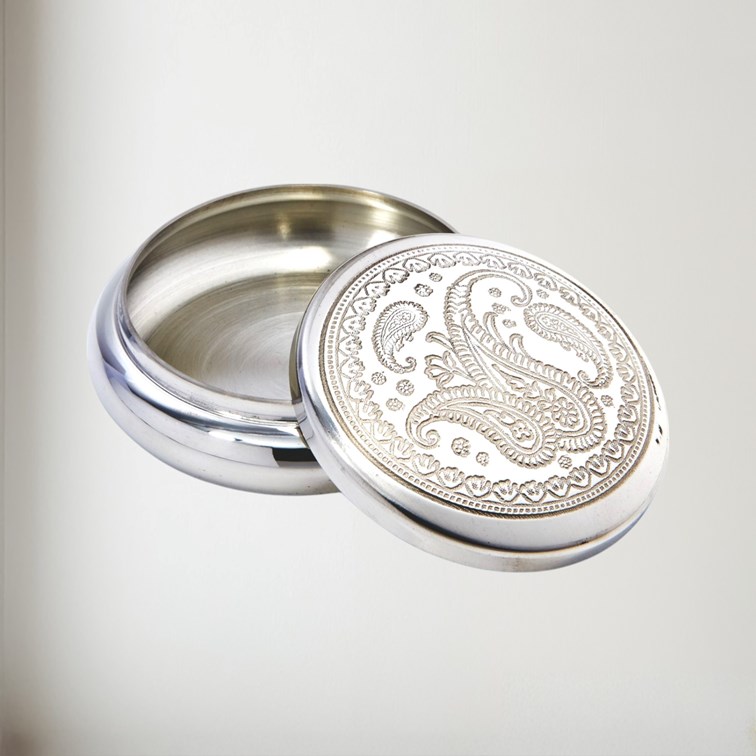 Paisley Round Pewter  Trinket Box Paisley Round Pewter  Trinket Box