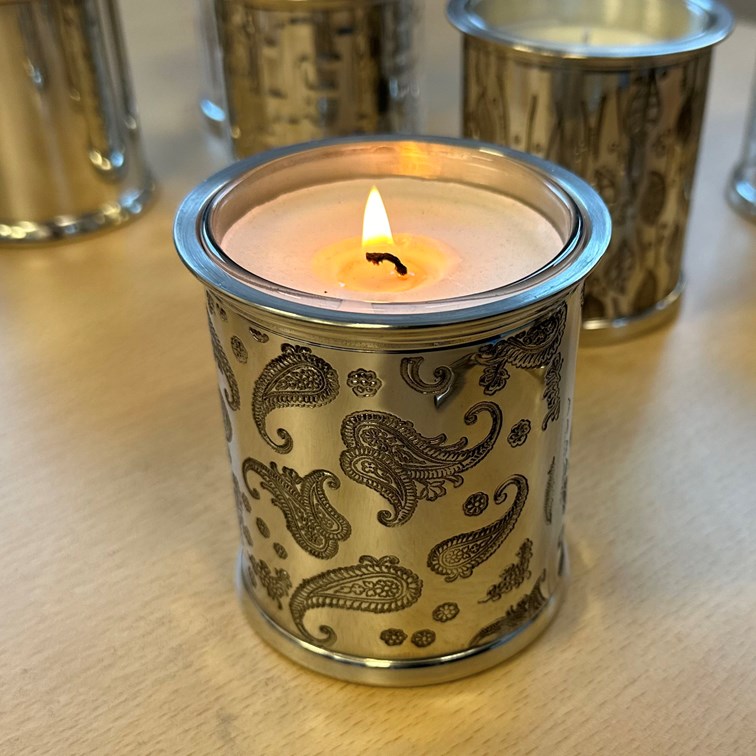 Paisley Pewter Candle Votive Holder Paisley Pewter Candle Votive Holder